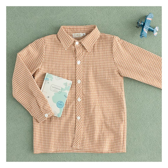 Camisa niño vichy teja