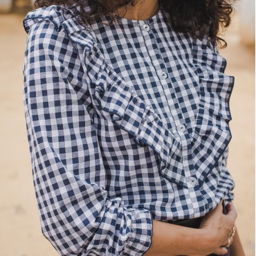 Camisa Mujer Vichy Marino