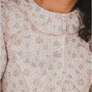 camisa mujer vichy nata
