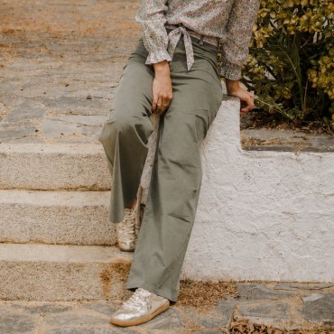 Pantalón Mujer Pana Verde