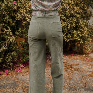 Pantalón Mujer Pana Verde