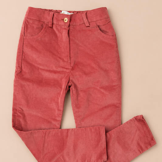 Pantalón pitillo pana rosa
