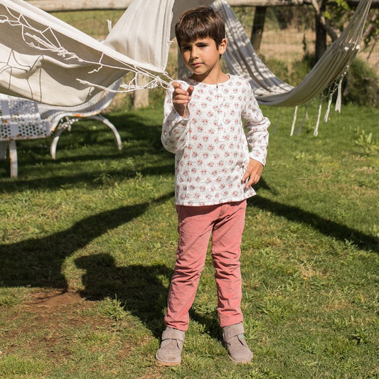 Pantalón pitillo pana rosa